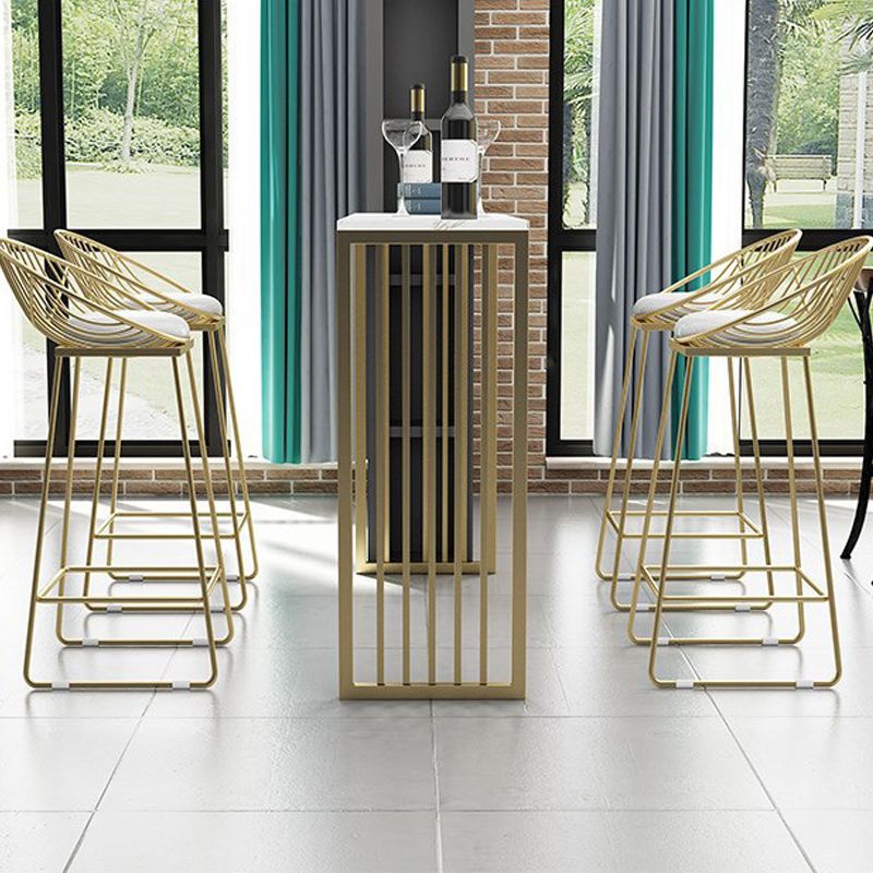 Industrial Bar Table Rectangle Sled Base Bar Height Pub Table for Home