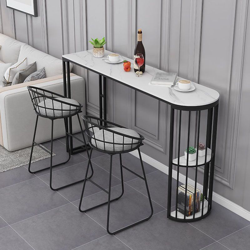 Nordic Glam Style Bar Table 42-inch Height Metal Base Bistro Table for Dining Room