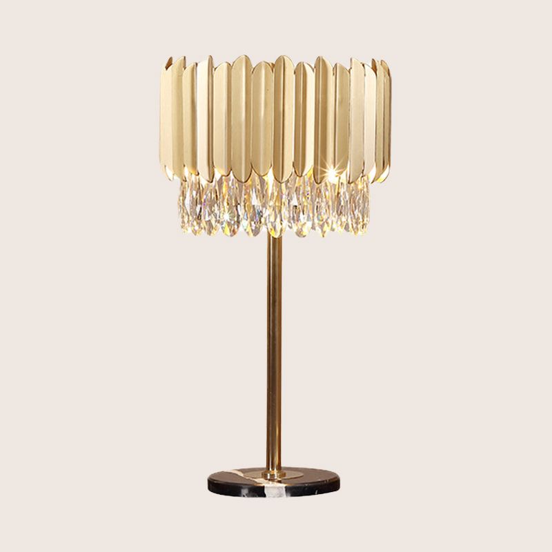 1 tête de table cylindrique légère modernisme en cristal en cristal petit de bureau lampe en or