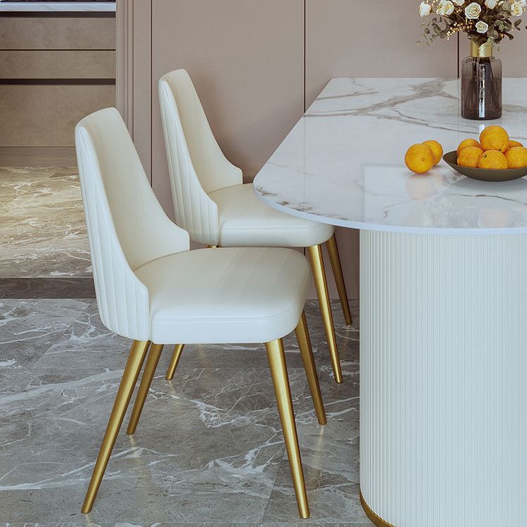 Stone Top Dining Table Modern Dining Table with Double Pedestal Base