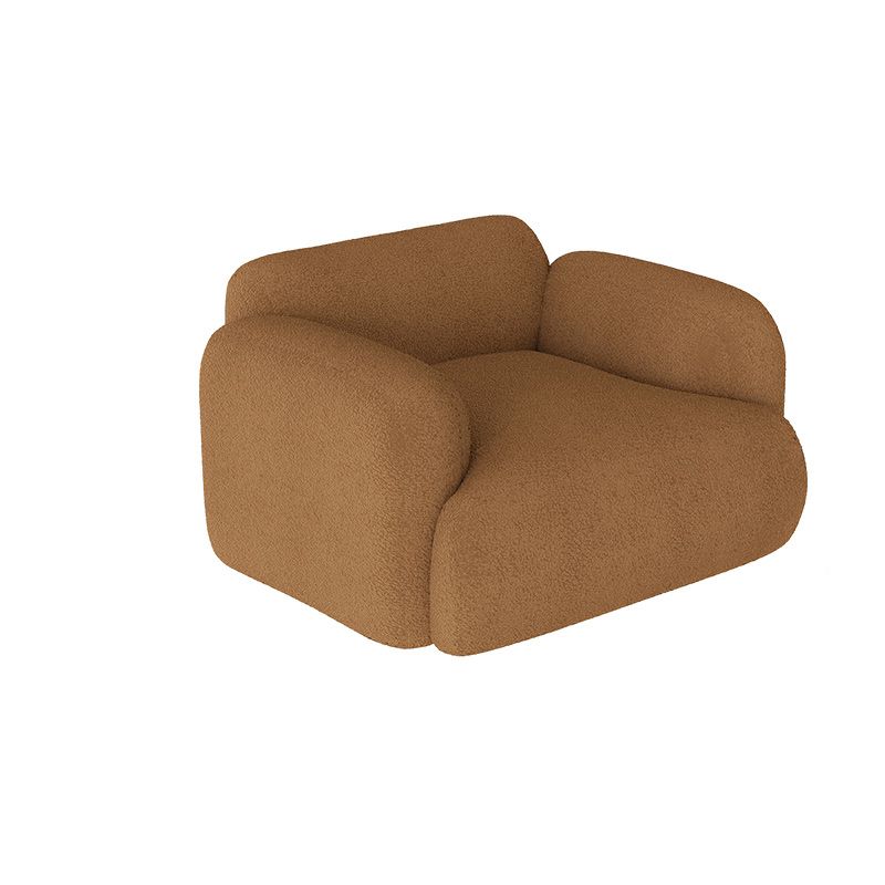 Contemporary 27.5" H White/ Brown Fleece Square Arm Sofa For Living Room