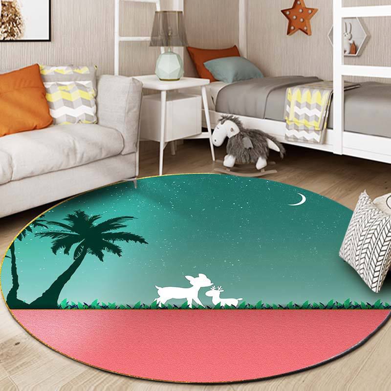 Green Modern Rug Polyester Cactus Area Rug Njon-Slip Backing Rug for Living Room