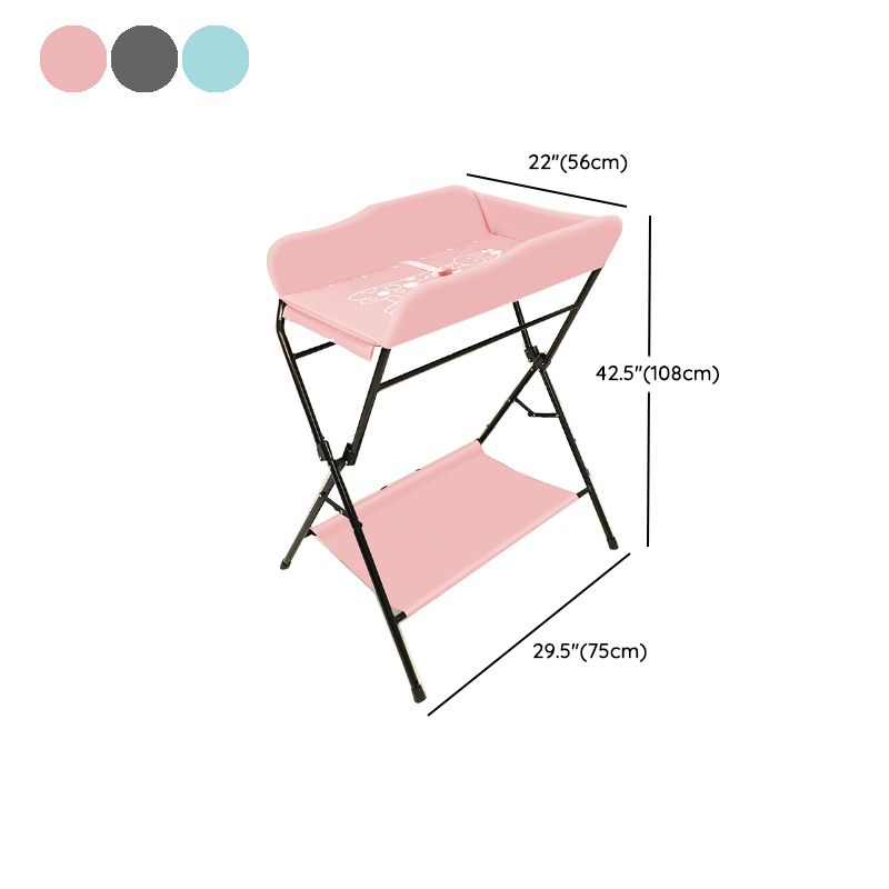 Contemporary Baby Changing Table Metal Frame with Clothes Drying Pole