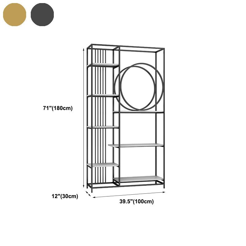 Closed Back Metal Bookcase Scandinavian Bookshelf with Storage Shelves