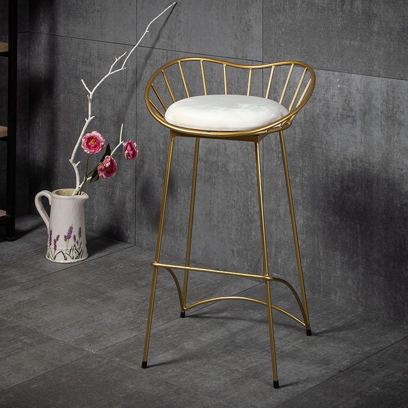 Modern Style Iron Bar Stool Low Back with Footrest Living Room Simple Bar Stool 30 Inches