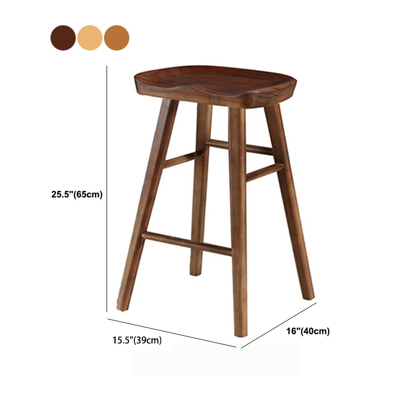 Armless Saddle Seat Counter Stool Modern Solid Wood Footrest Bar Chair