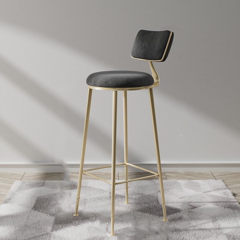 Glam Metal Barstool Fabric Counter Stool in Matte Finish for Indoor