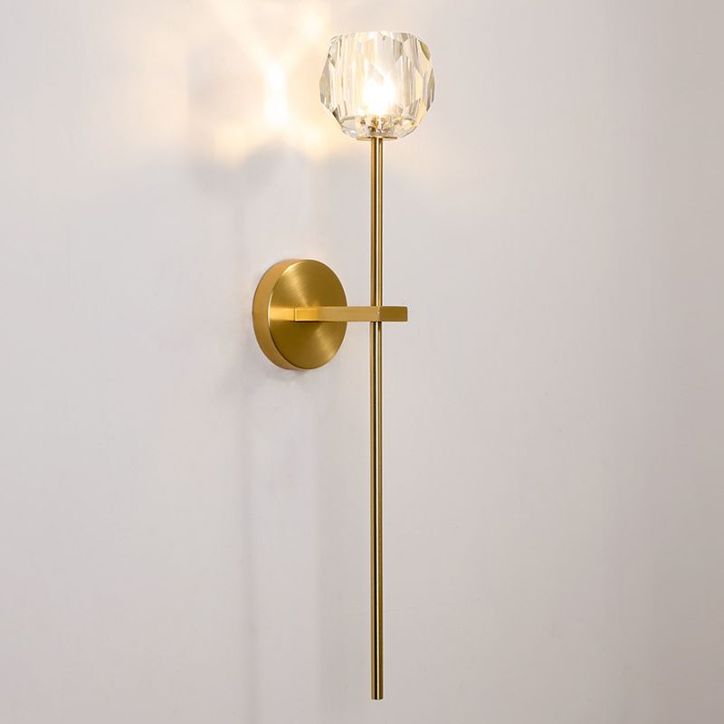 Mid-Century Armed Wall Lighting Ideas 1 Light Wall Sconces with Crystal Shade