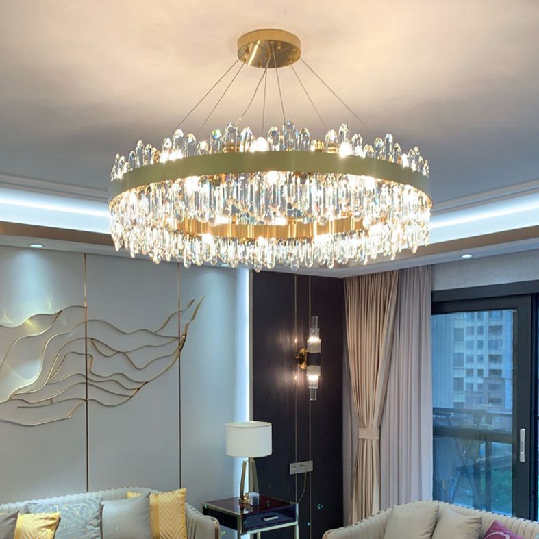 Minimalist Ceiling Pendant Light Ring Crystal Chandelier Lighting for Living Room