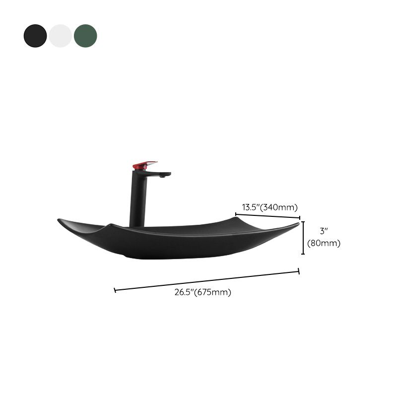 Modern Bathroom Sink Pop-Up Drain Porcelain Rectangular Vessel Lavatory Sink