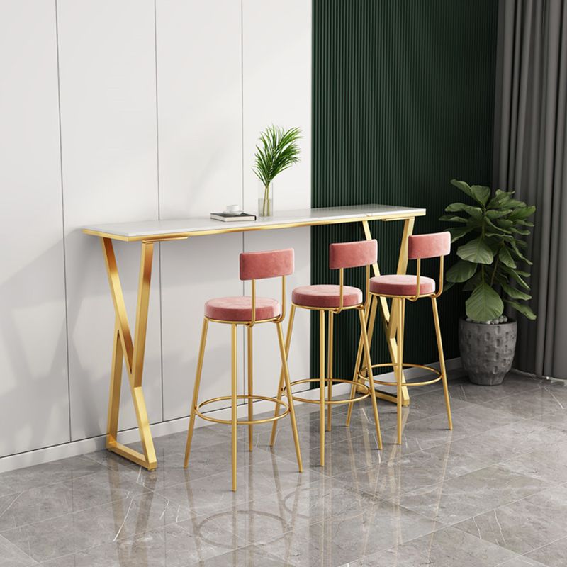 Glam Style Stone Bar Table Double pedestal Bar Dining Table for Indoor