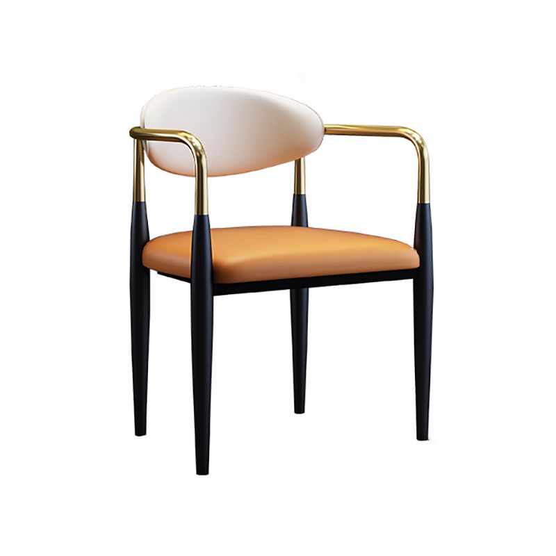 Silla lateral de comedor con respaldo abierto de diseño industrial, sillas de comedor de cuero para el hogar