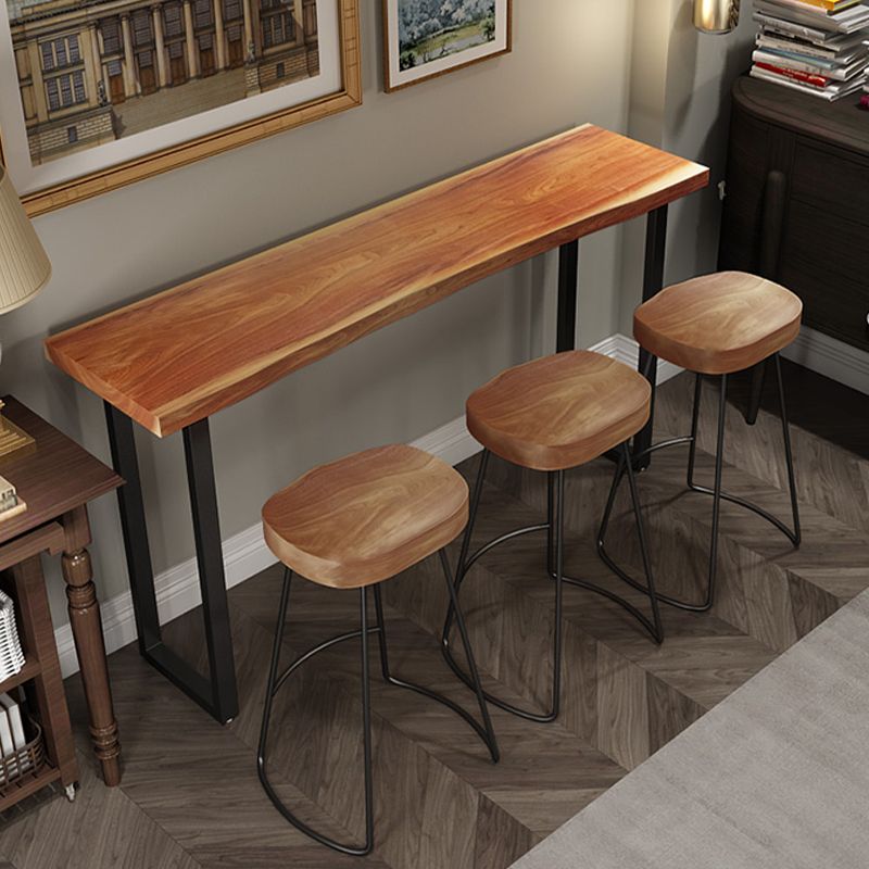 Industrial Solid Wood Bar Table Set 1/2/4/7 Pieces Counter Table with Backless Stools
