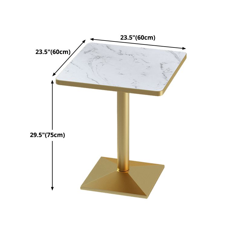 Industrial Wooden White Table for Restaurant Dining Table with Metal Base in Gold