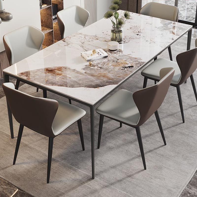 Rectangle Modern Stone Table Standard Height Kitchen Room Table with 4 Legs