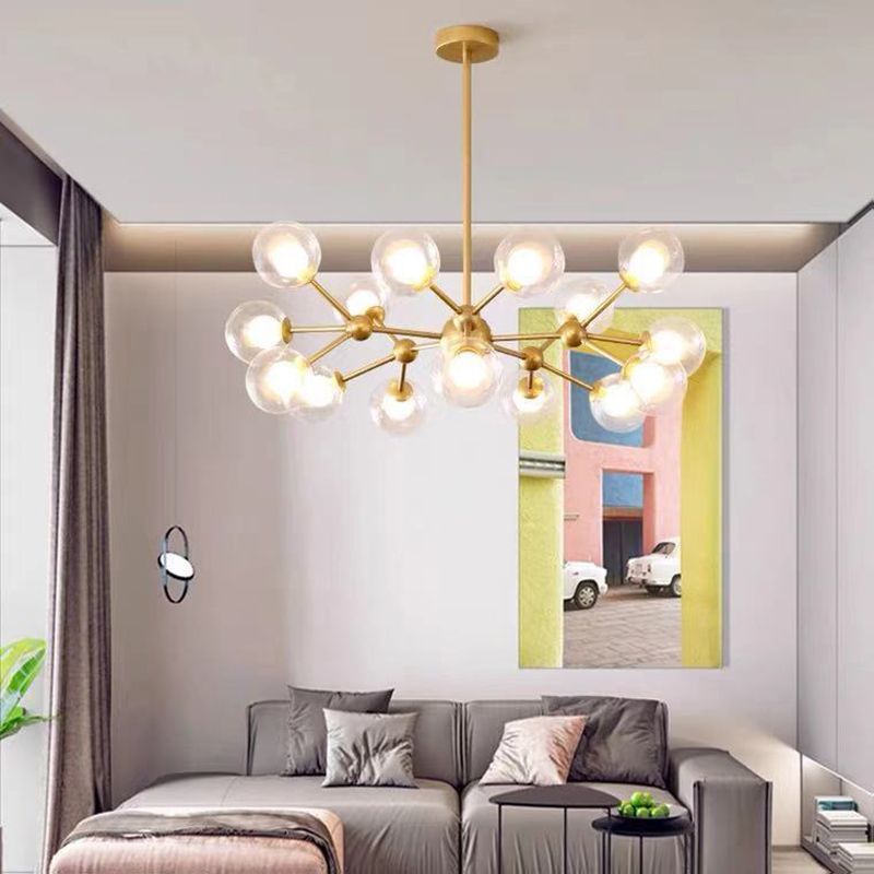 Molecular Shaped Living Room Chandelier Transparent Glass Globe Shade Contemporary Simplicity Style Lighting Pendant