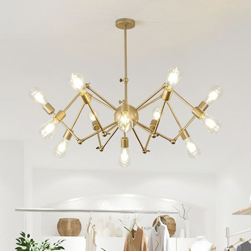 Nordic Swing Arm Pendant Lighting Metal Ceiling Chandelier with Open Bulb Design