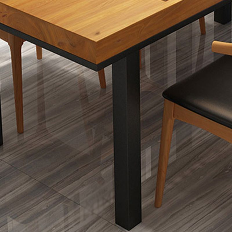 Industrial Solid Wood Top Table Natural and Black Dinner Room Kitchen Table