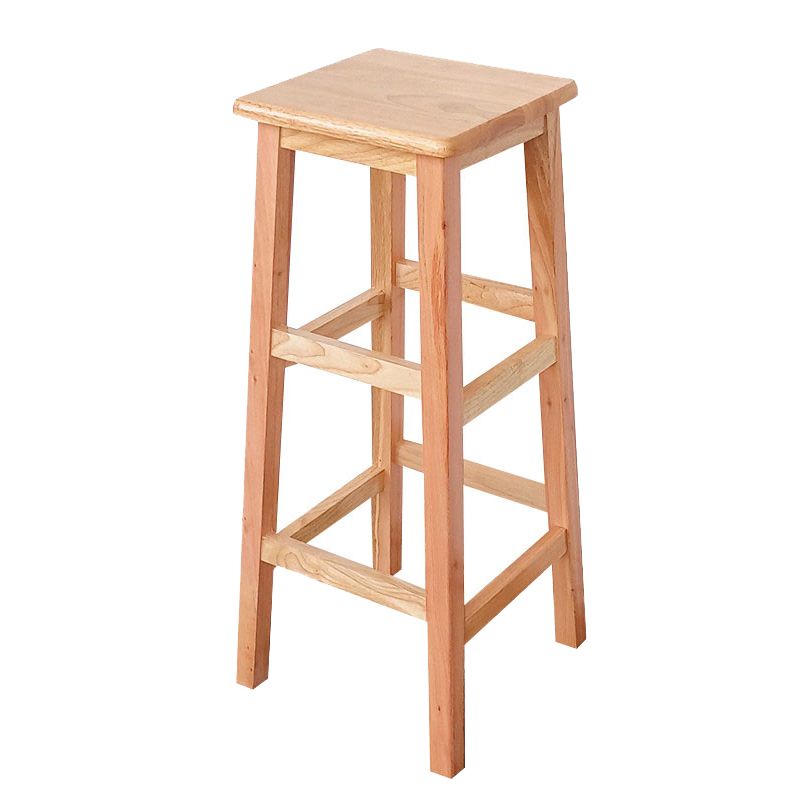 Square Backless Solid Wood Bar Chair Industrial Wooden Chair with 4 Legs