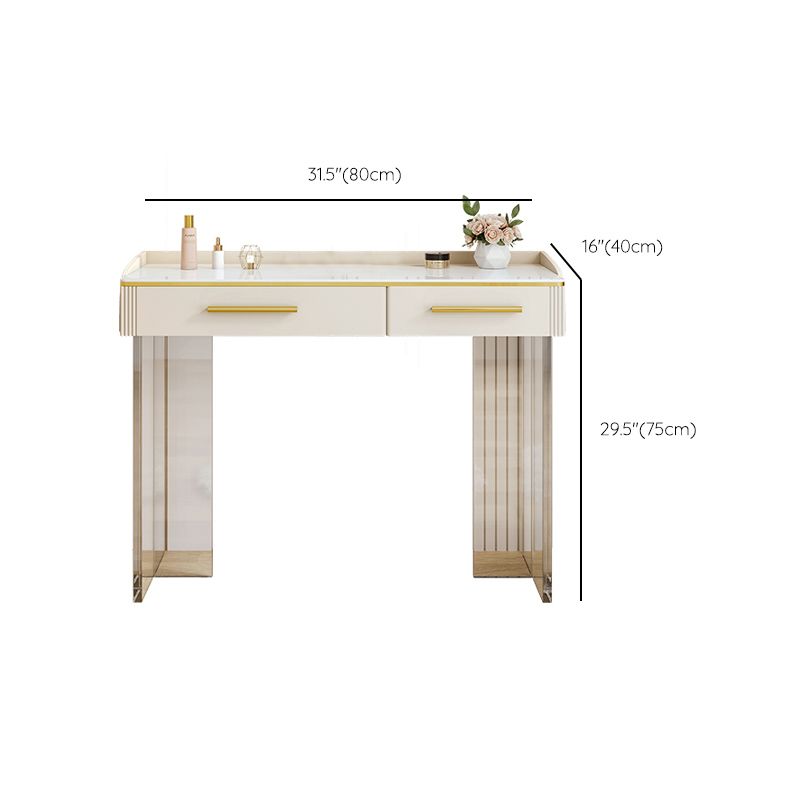Contemporary Stone Top Dressing Table with 2 Drawers and Acrylic Base