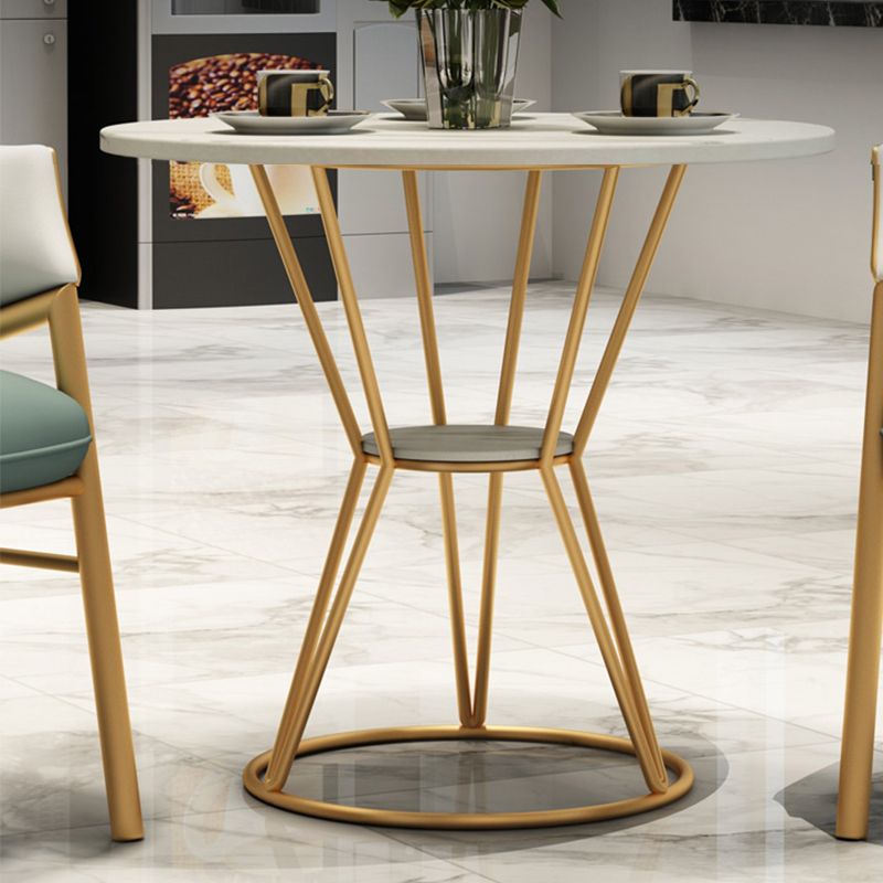 Ronde tafel dinette tafel traditionele luxe dinerkamer meubels met metalen basis