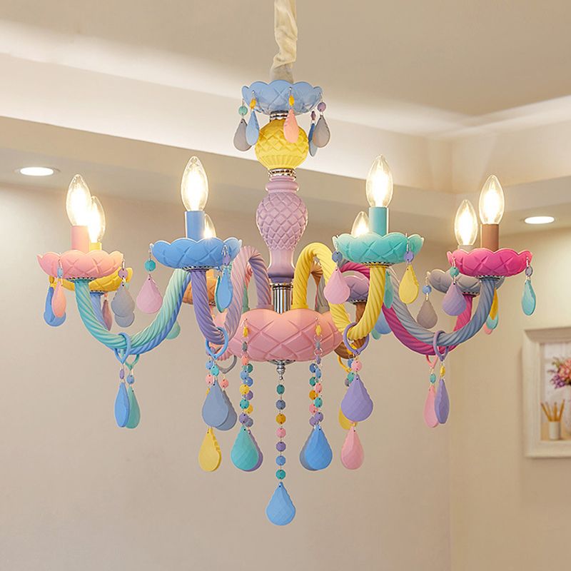 Nordic Multi Head Candle Chandelier Macron Metal Metal Chandelier Lighting Fixtures pour chambre à coucher
