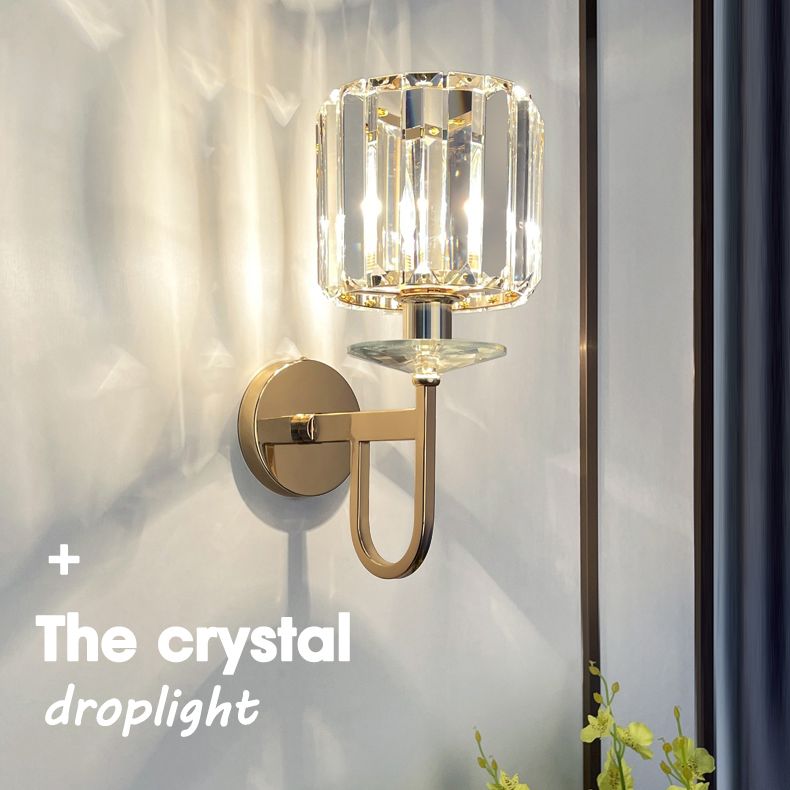 Iluminación de pared sombreada dorada de estilo contemporáneo de cristal de estilo contemporáneo lámpara