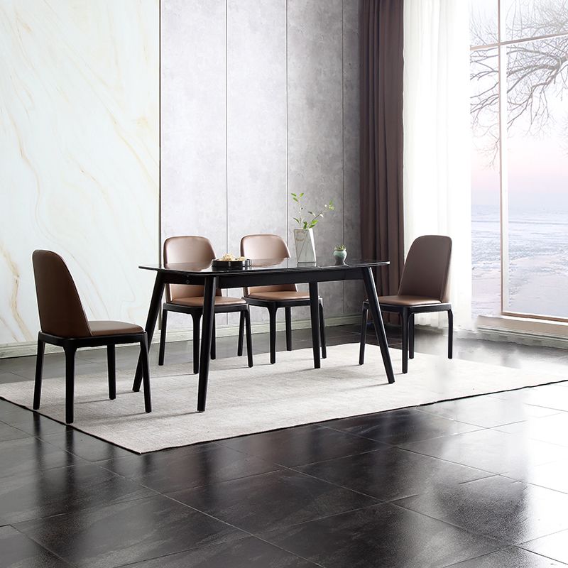 Nordic Style Side Solid Dining Room Chair Leather Parsons Chair for Home Use
