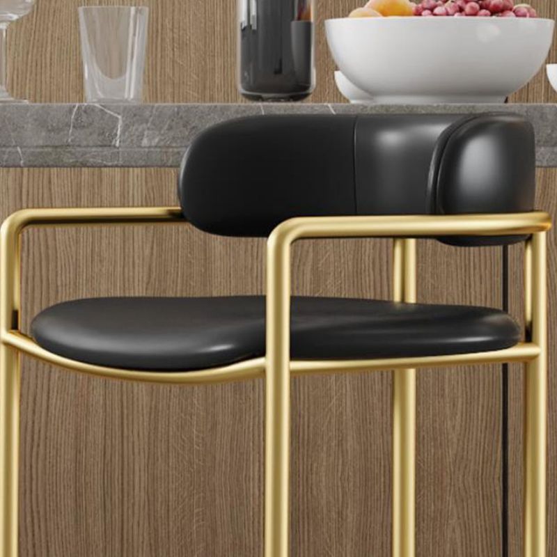 Industrial Upholstered Counter Stool Arm Low Back Bar Chair with Metal Legs