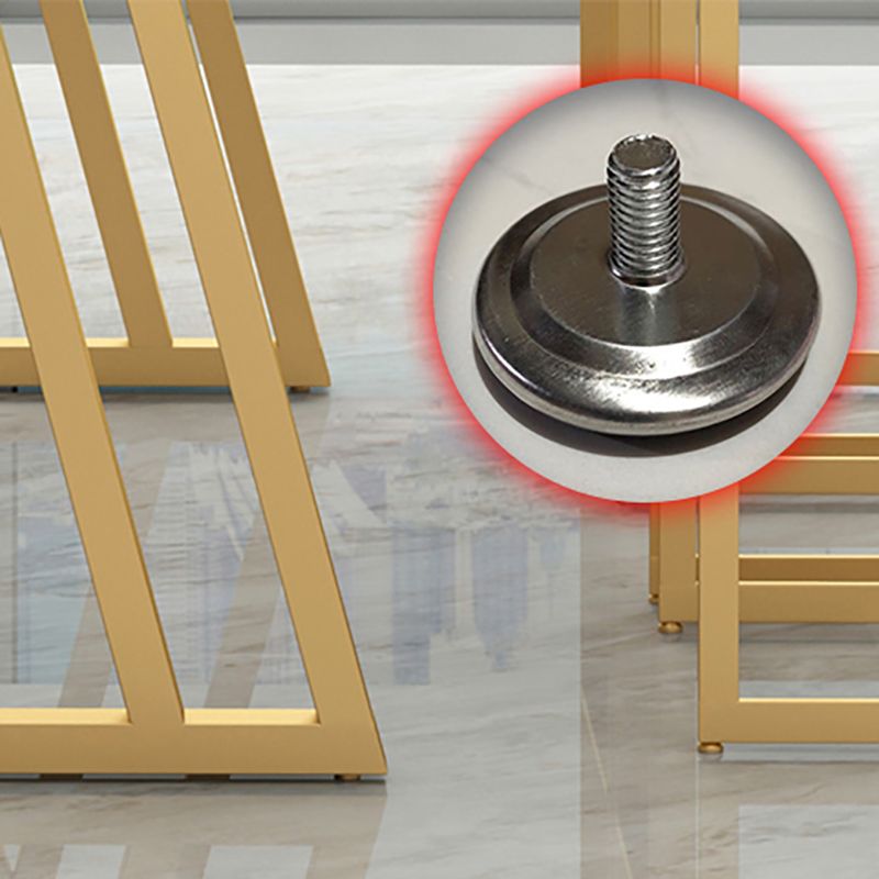 Glam Rectangle Indoor Bar Dining Table Stone Bistro Table with Double Pedestal