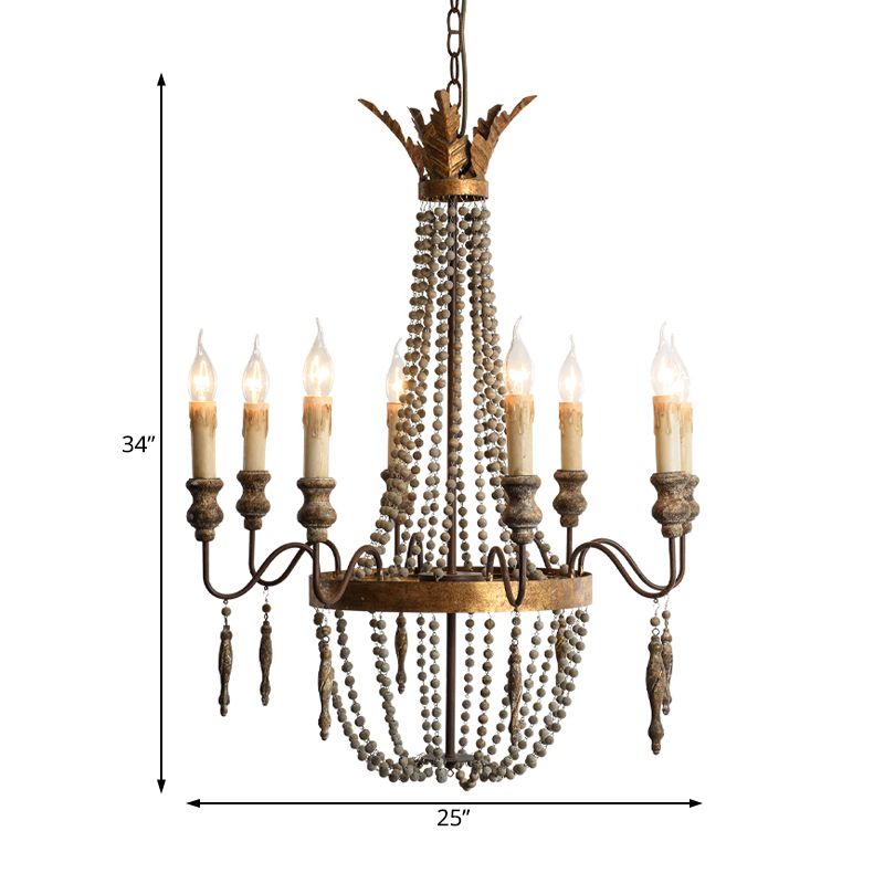 Rust Spur Empire Chandelier Traditional Metal 8/10 Bulbs Pendant Light Fixture for Living Room