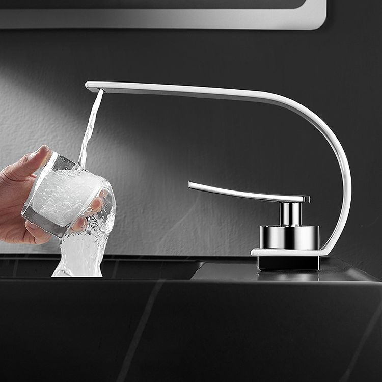 Bathroom Faucet Brass Waterfall Spout Lever Handle Washroom Sink Faucet