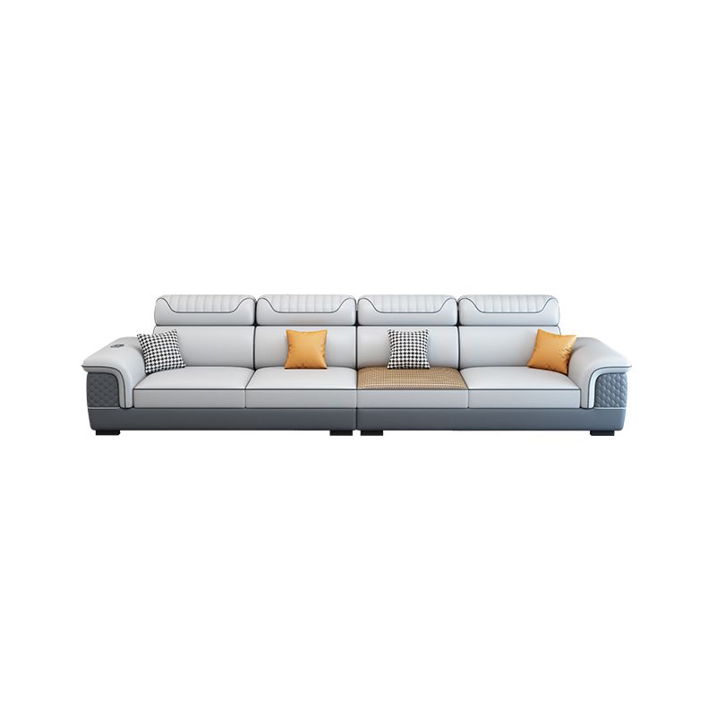 Contemporary Faux Leather Loose Back Sofa with Pillow Top Arm