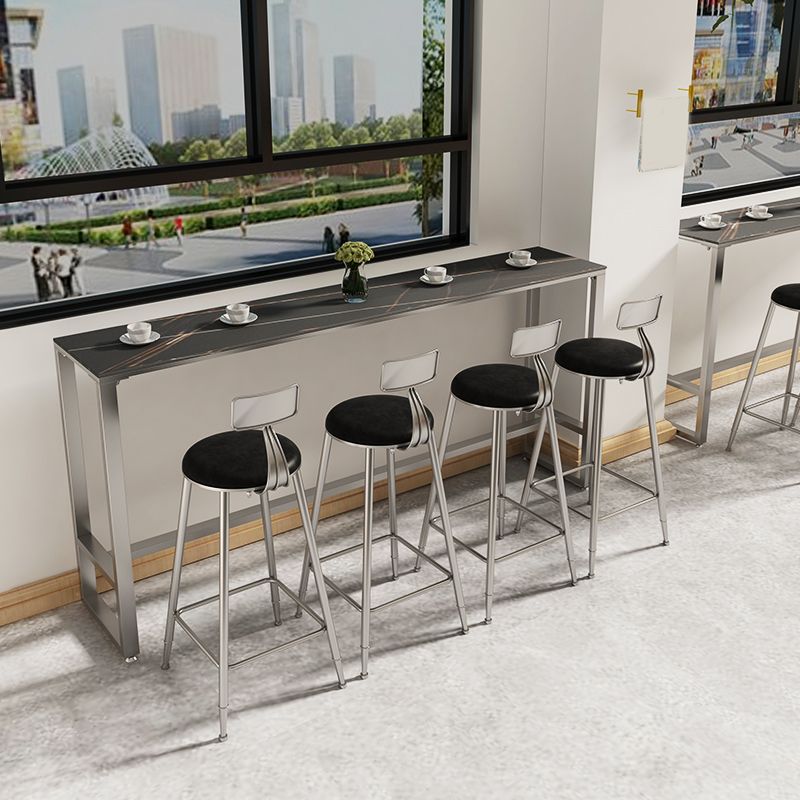 Rectangle Bar Pub Table Set 1/5 Pcs Modern Iron Frame Bar Table and Upholstered Stools