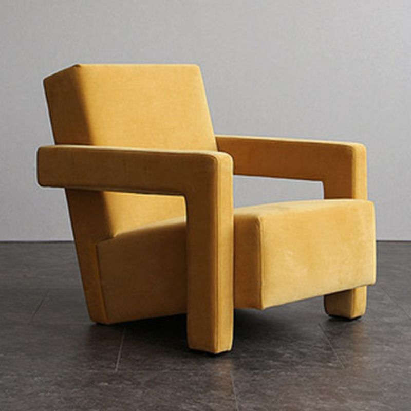 Solid Color Tight Back Square Arms Accent Chair Set with Fabric Seat