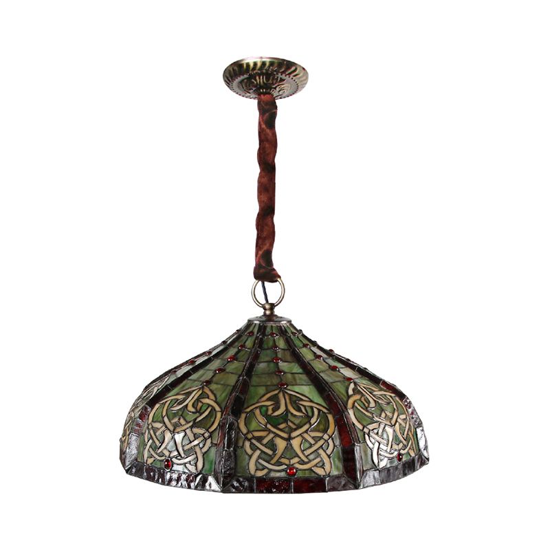 Barn plafond pendentif clair baroque coupé à main en verre 3 ampoules vertes pendants de suspension avec déco perlé