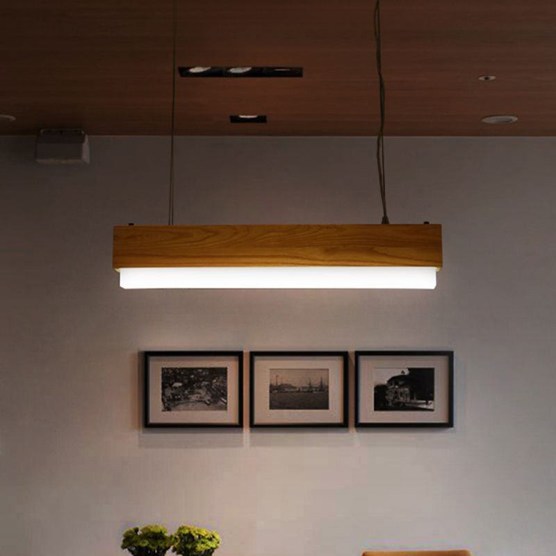 Comedor lineal Luz de madera colgante de madera de 1 luces Luz de techo colgante moderno con difusor