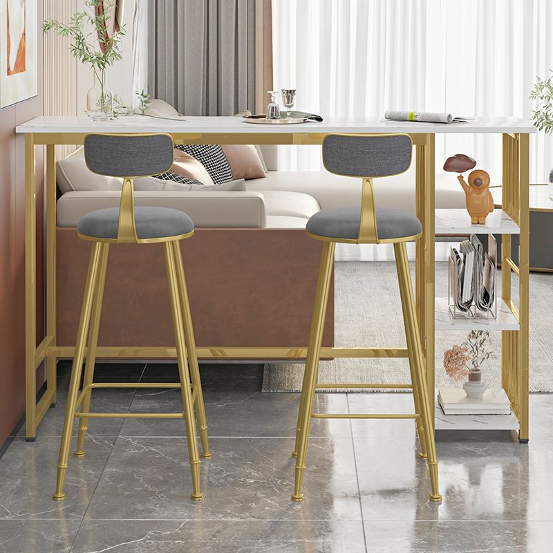 Rectangle Faux Wood Top Bistro Table Modern Pub Table with Metal Frame