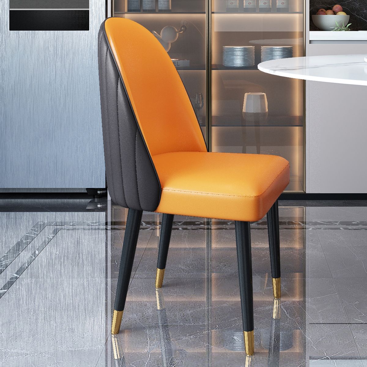 Nordic Style Leder Esszimmerstuhl Home Side Parsons Stuhl für Küche