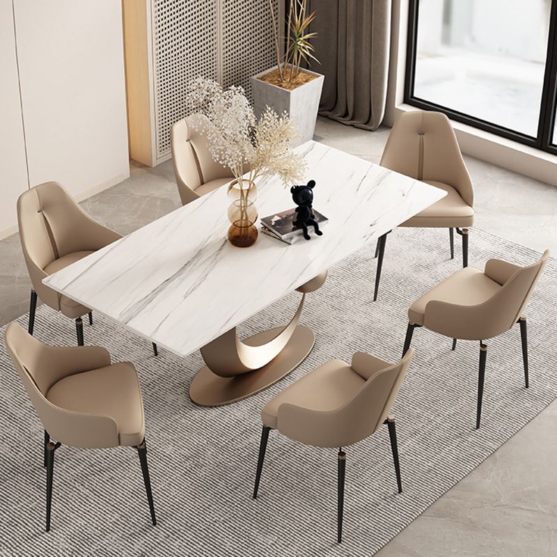 Luxury Sintered Stone Top Dining Set Rectangle 1/3/4/6/7 Pieces Dining Table with Chairs