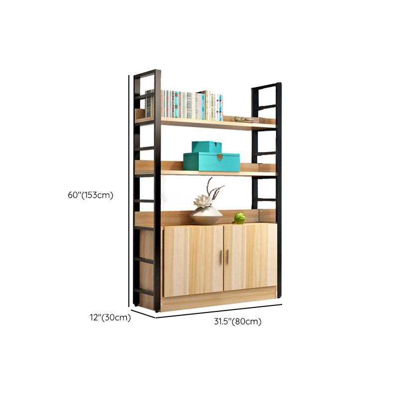 Modern Open Shelf Bookcase Engineered Wood Bookshelf with Doors for Study Room