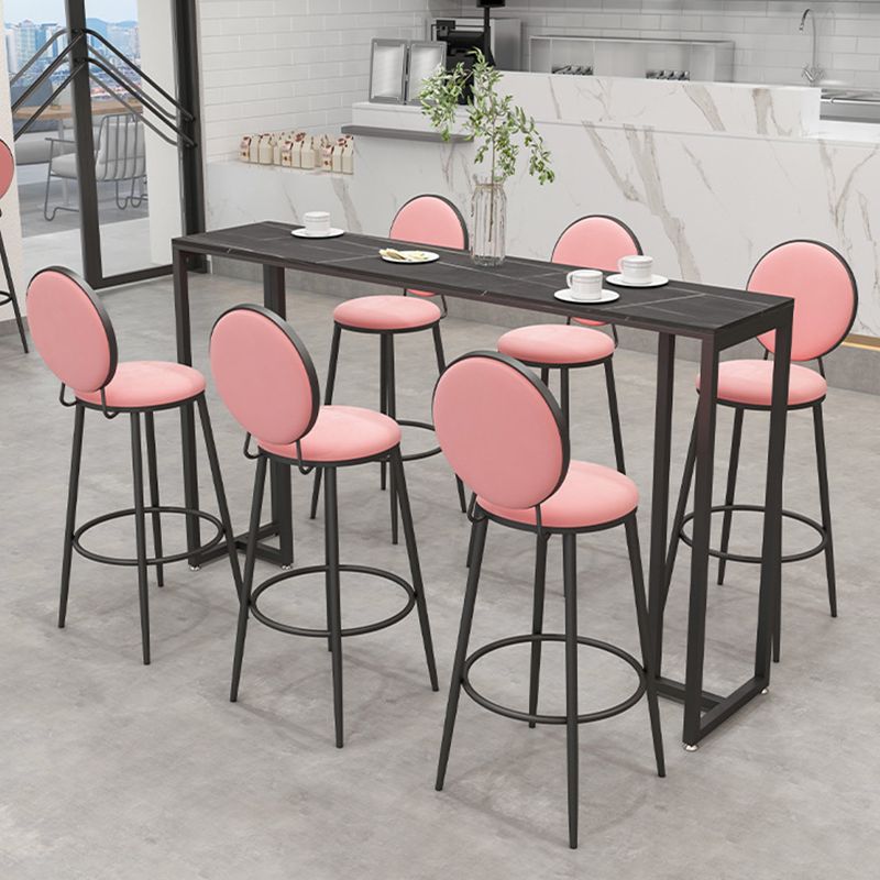 Metal Low Back Dining Stools Glam Armless Bar Stools with Black Metal Base