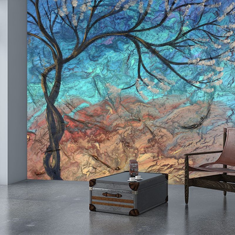 Leafless Tree Mural Wallpaper Modern Art Moisture Resistant Bedroom Wall Decor, Custom Size