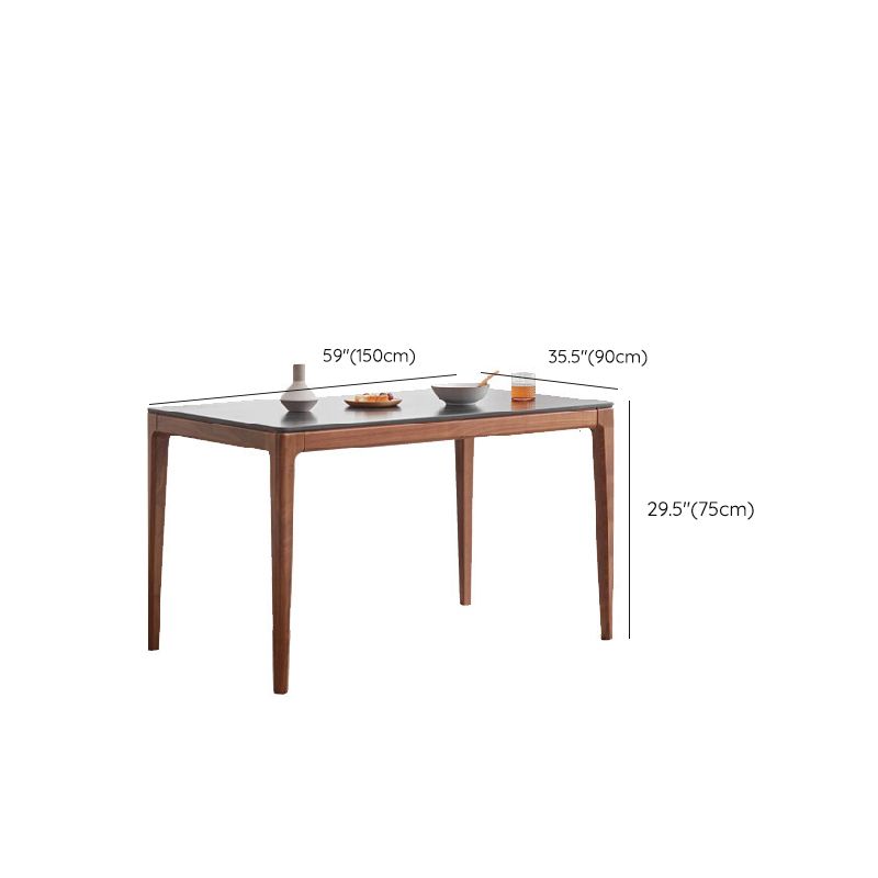 Industrial Style Rectangle Table Sintered Stone Table with Wooden Legs for Home Use