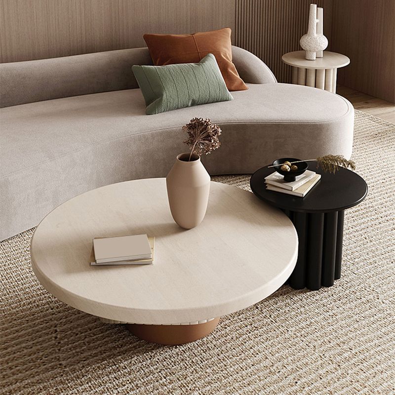Scandinavian Round Wood Coffee Table Pedestal Cocktail Table
