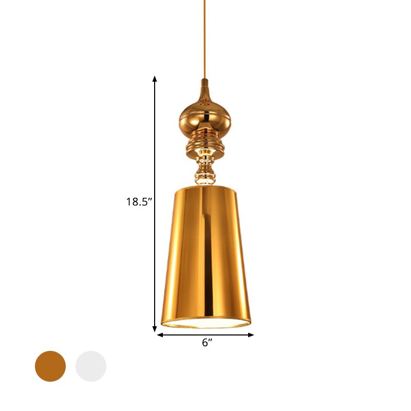 Metalen kegel Pendulum licht eenvoud 1 kop hangend hanglamp in zilver/goud, 6 "/8"/10 "breed