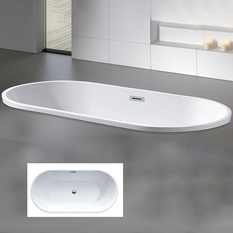 Modern Rectangular Drop-in Bath Tub White Acrylic Tub with Internal Drain