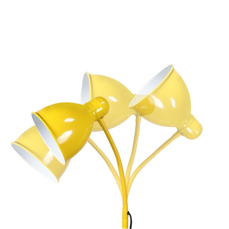 Yellow Bell Shade Floor Lighting Macaron 1 Head Metal Standing Floor Light for Living Room