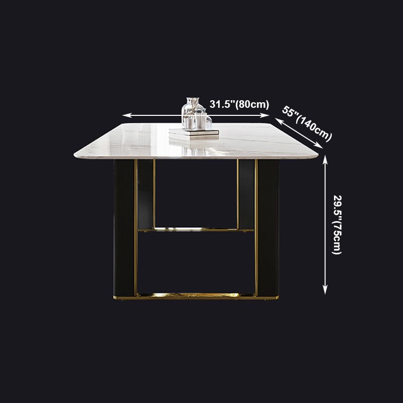 Traditional Luxury Dining Table Rectangle Sintered Stone Dining Table with Sled Base