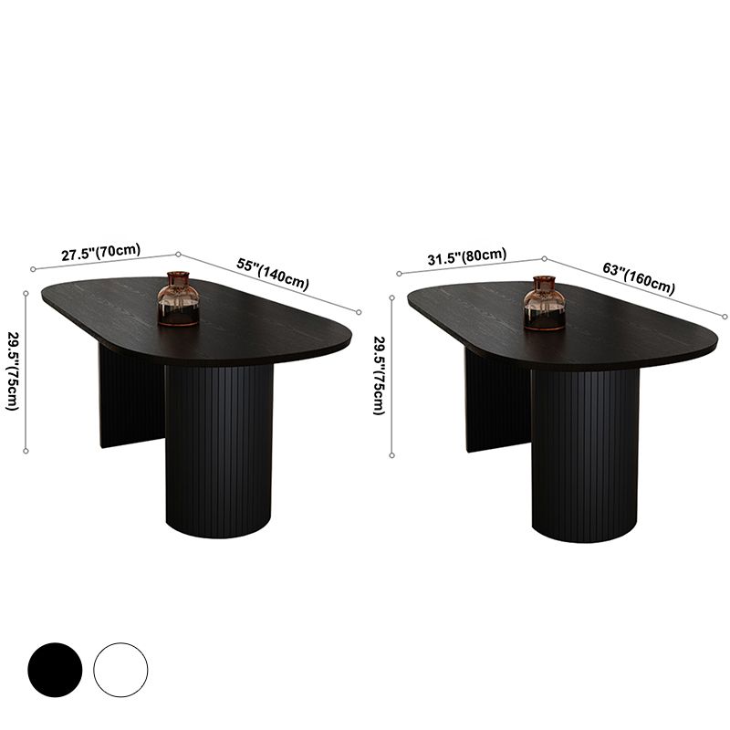 Oval Dining Table for Restaurant Contemporary Kitchen Table with Black Double Pedestal